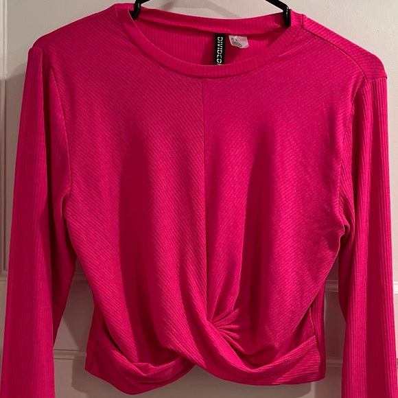 H&M neon pink long sleeve crop top - Picture 5 of 7